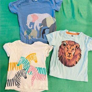 Bundle of 3 Tea Collection Animal Print T-Shirts - Blue, White, Light Blue